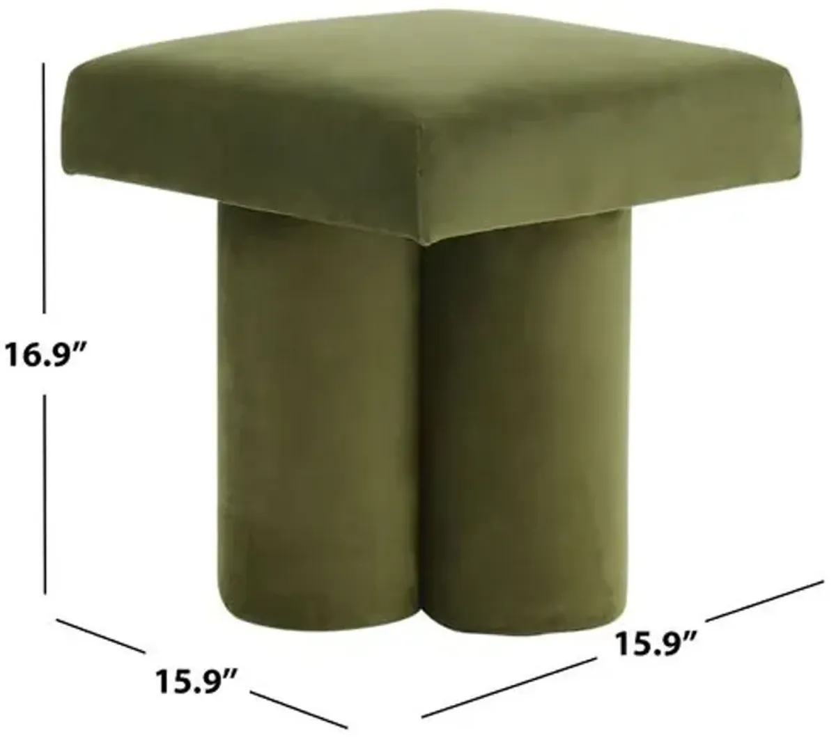 Halden Velvet Ottoman - Green