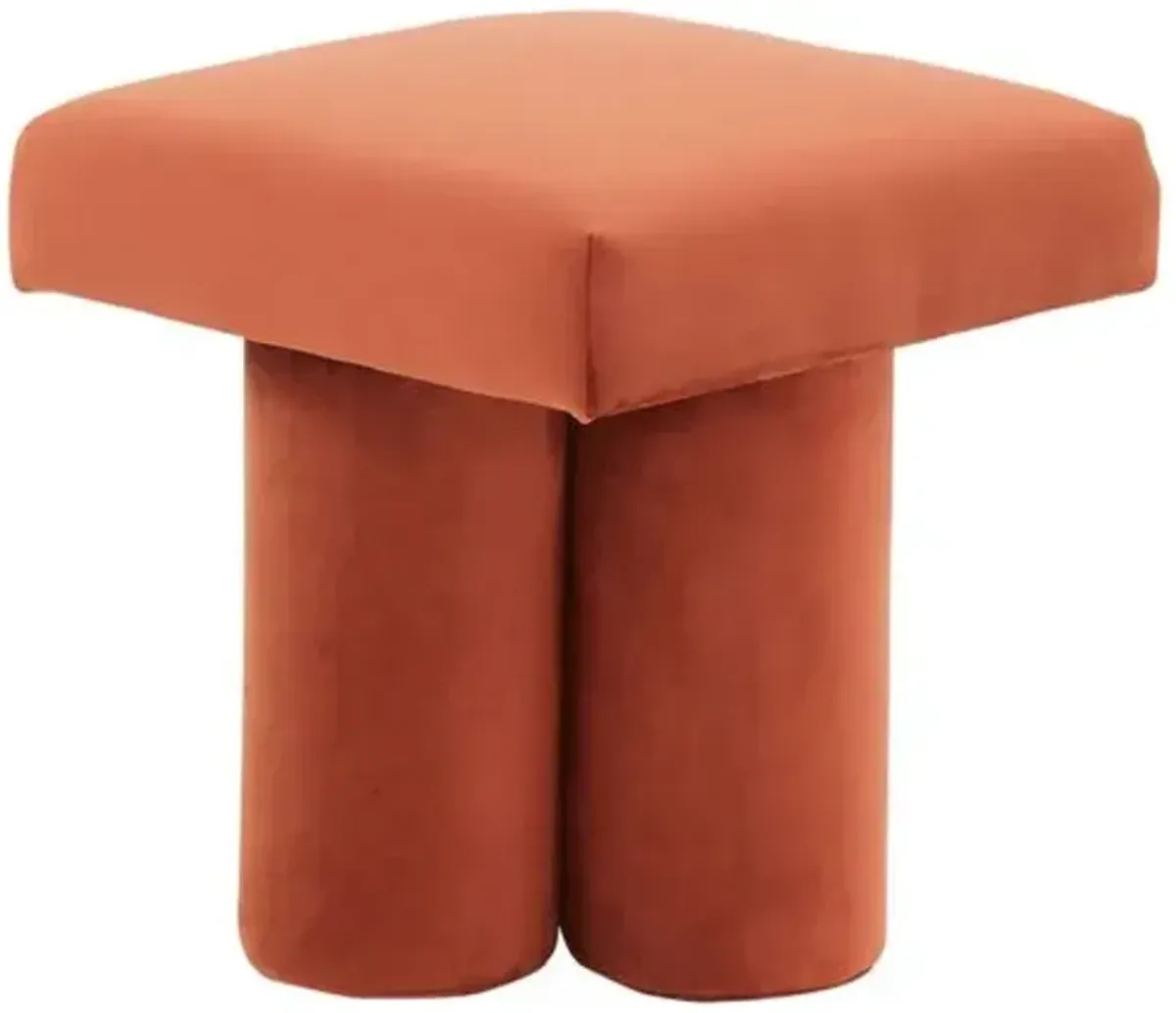 Halden Velvet Ottoman - Orange