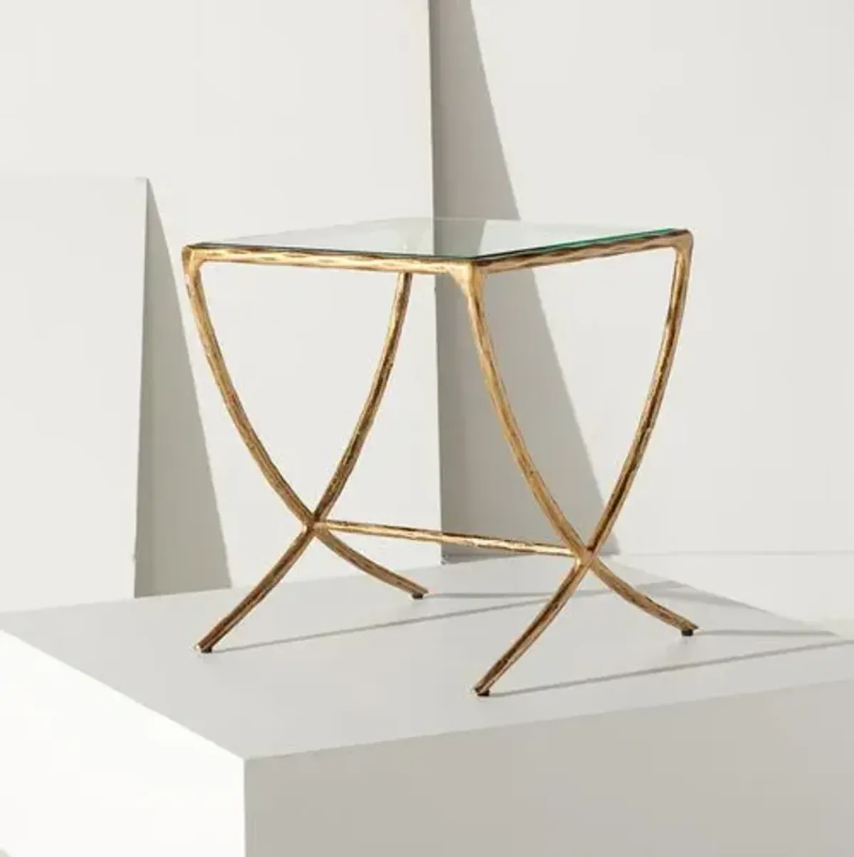 Lorian Square Metal Accent Table - Brass - Gold - 20Hx18Wx18D in