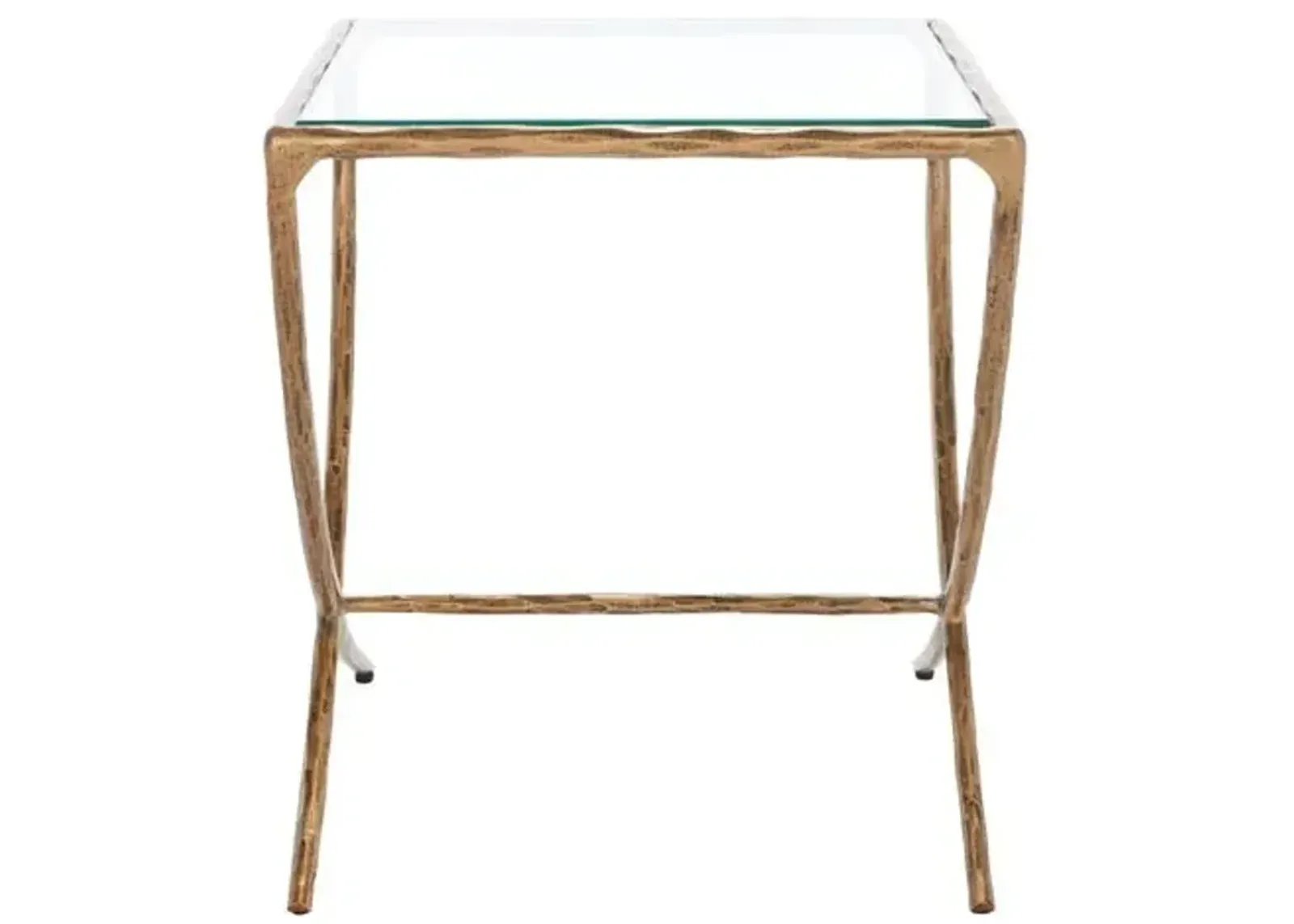 Lorian Square Metal Accent Table - Brass - Gold - 20Hx18Wx18D in