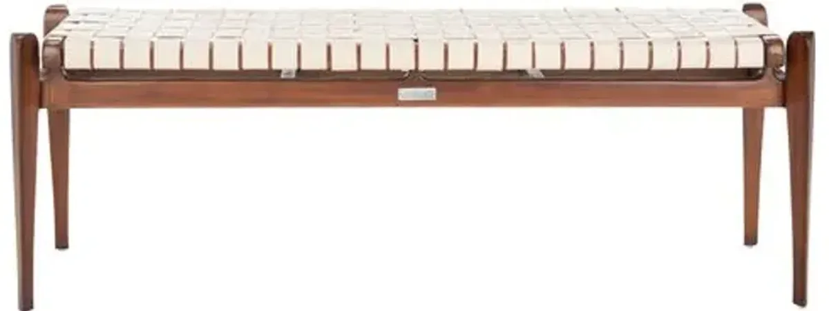 Kael Leather Strap Bench - White