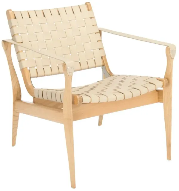 Kael Leather Strap Safari Chair, Ivory/Natural