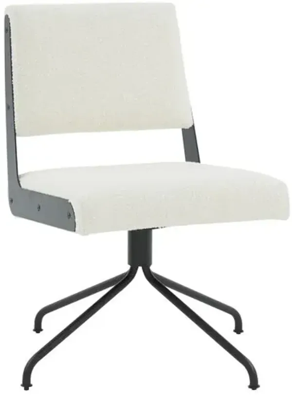 Wynn Boucle Swivel Office Chair - Ivory