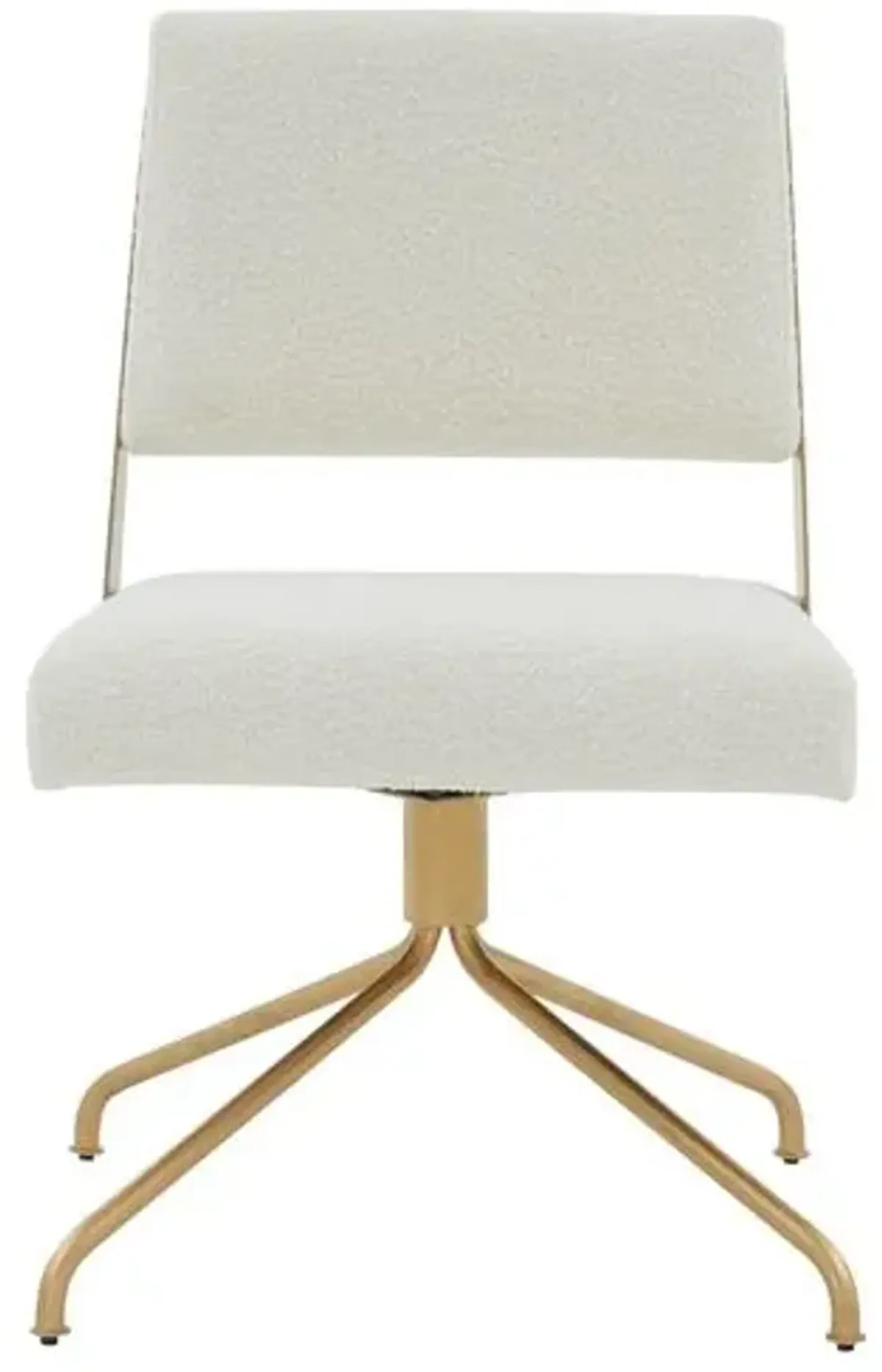 Wynn Boucle Swivel Office Chair - Ivory