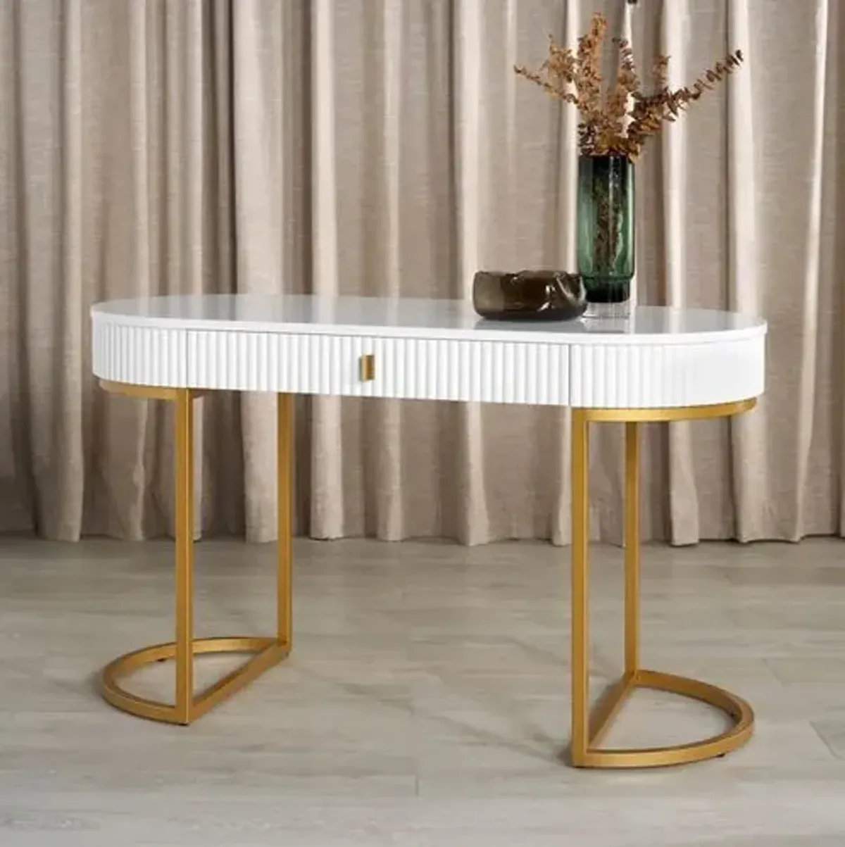 Valiant Modern Desk - White/Gold