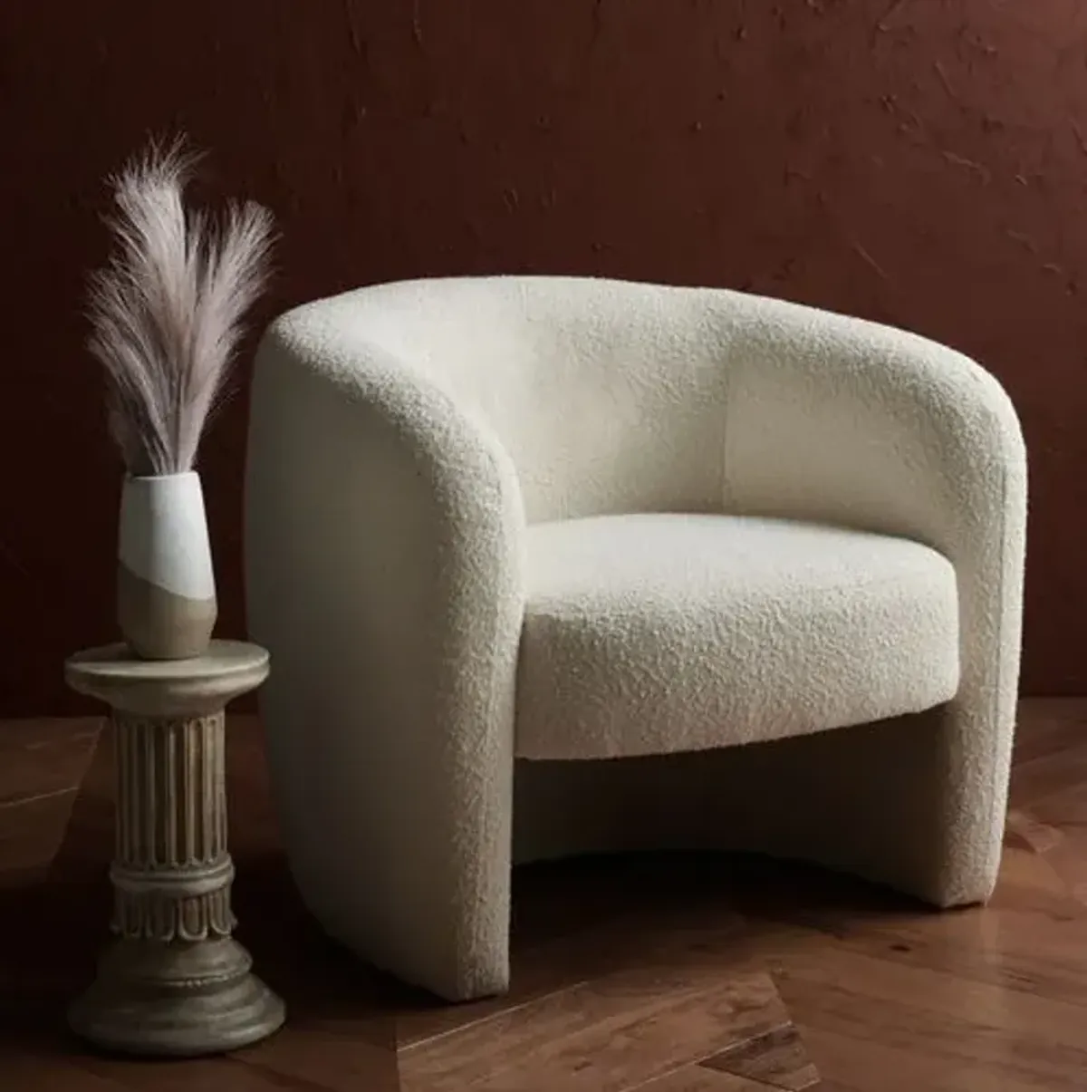 Zyla Barrel Back Accent Chair - Ivory, Comfortable, Durable