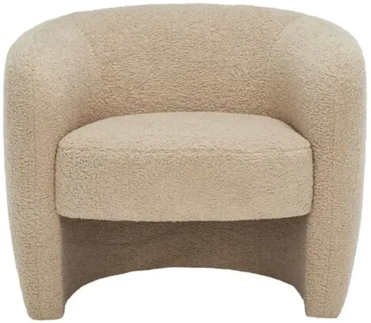 Zyla Faux Lambs Wool Barrel Accent Chair - Light Brown, Comfortable, Durable