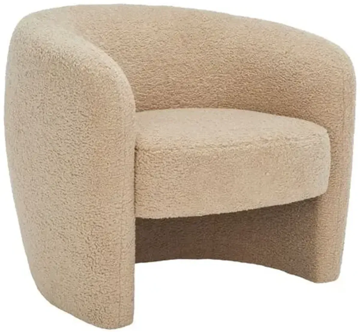 Zyla Faux Lambs Wool Barrel Accent Chair - Light Brown, Comfortable, Durable