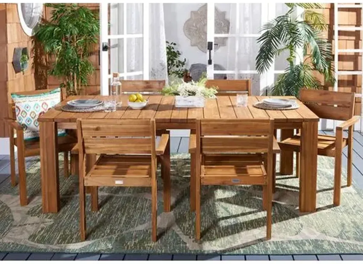 Finlie 7 Piece Outdoor Dining Set - Natural - Brown