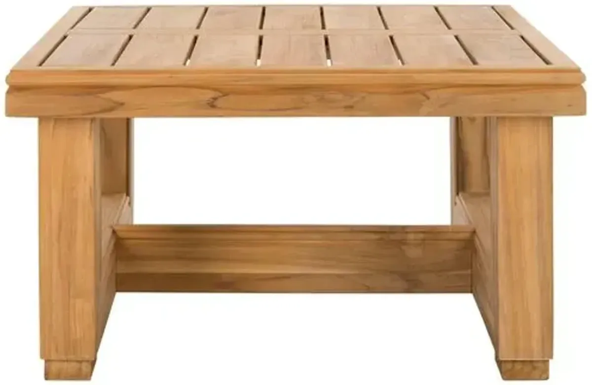 Finnian Outdoor End Table - Natural Teak - Brown
