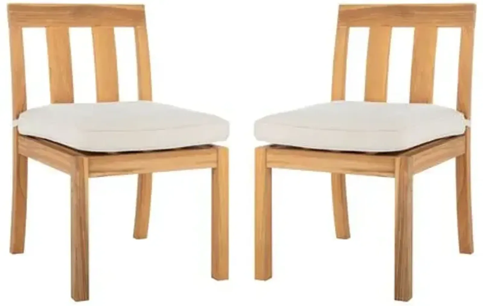 Set of 2 Finnian Teak Outdoor Dining Chairs - Natural/Beige