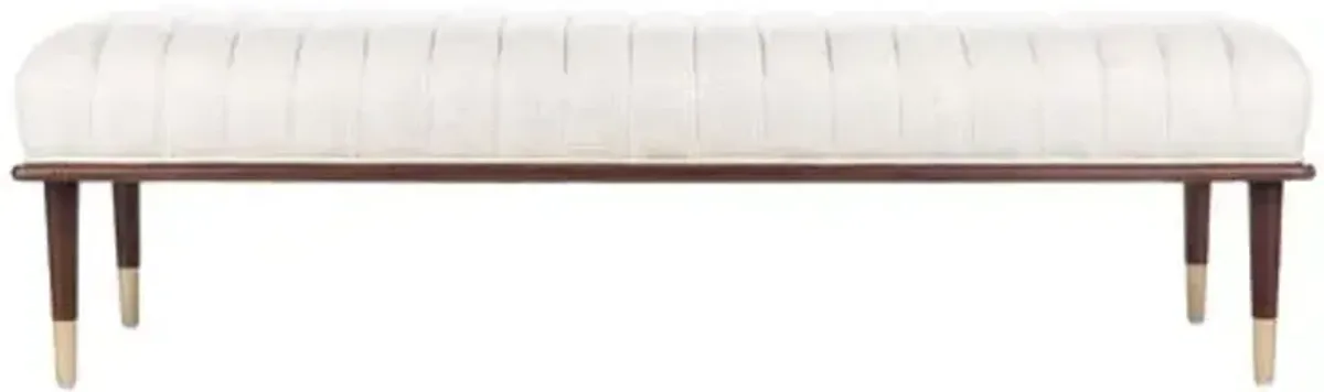 Cadie Mid-Century Bench - White