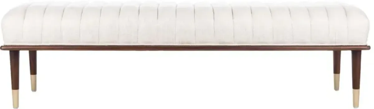 Cadie Mid-Century Channel Tufted Velvet Bench