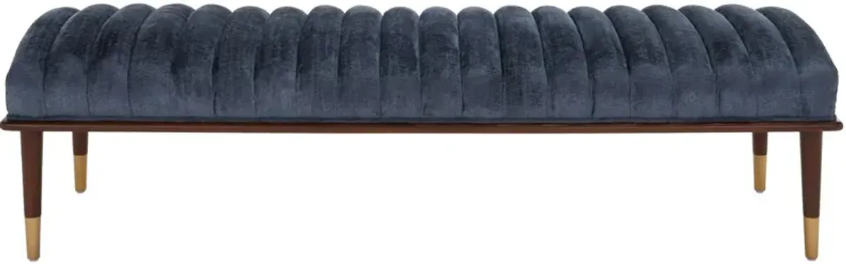Cadie Mid-Century Channel Tufted Velvet Bench