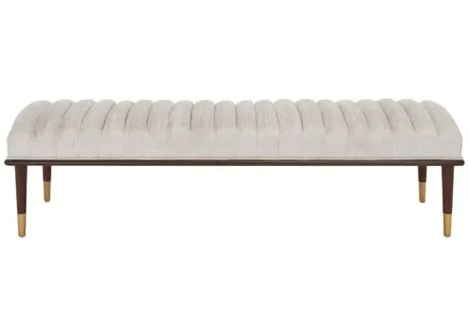 Cadie Mid-Century Bench - Ivory