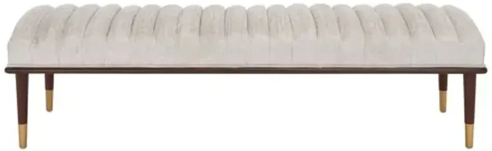 Cadie Mid-Century Bench - Ivory