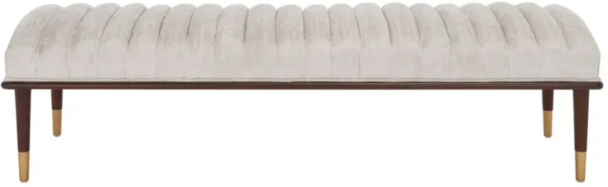 Cadie Mid-Century Channel Tufted Velvet Bench