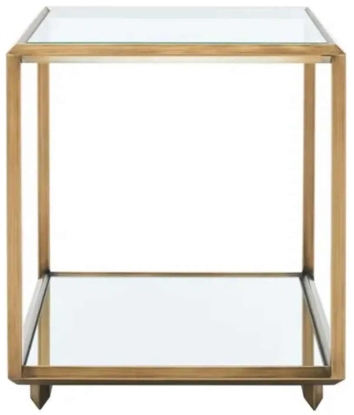 Elisha Mirrored Accent Table - Bronze - Brown - 20Hx18Wx18D in