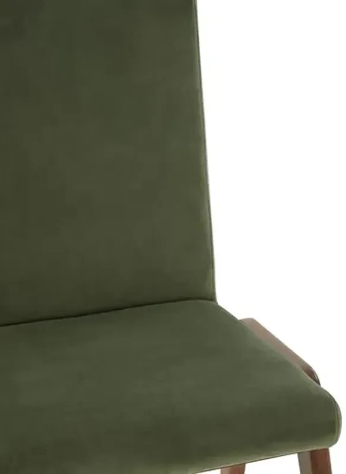 Set of 2 Forrest Velvet Dining Chairs - Olive Green/Dark Walnut