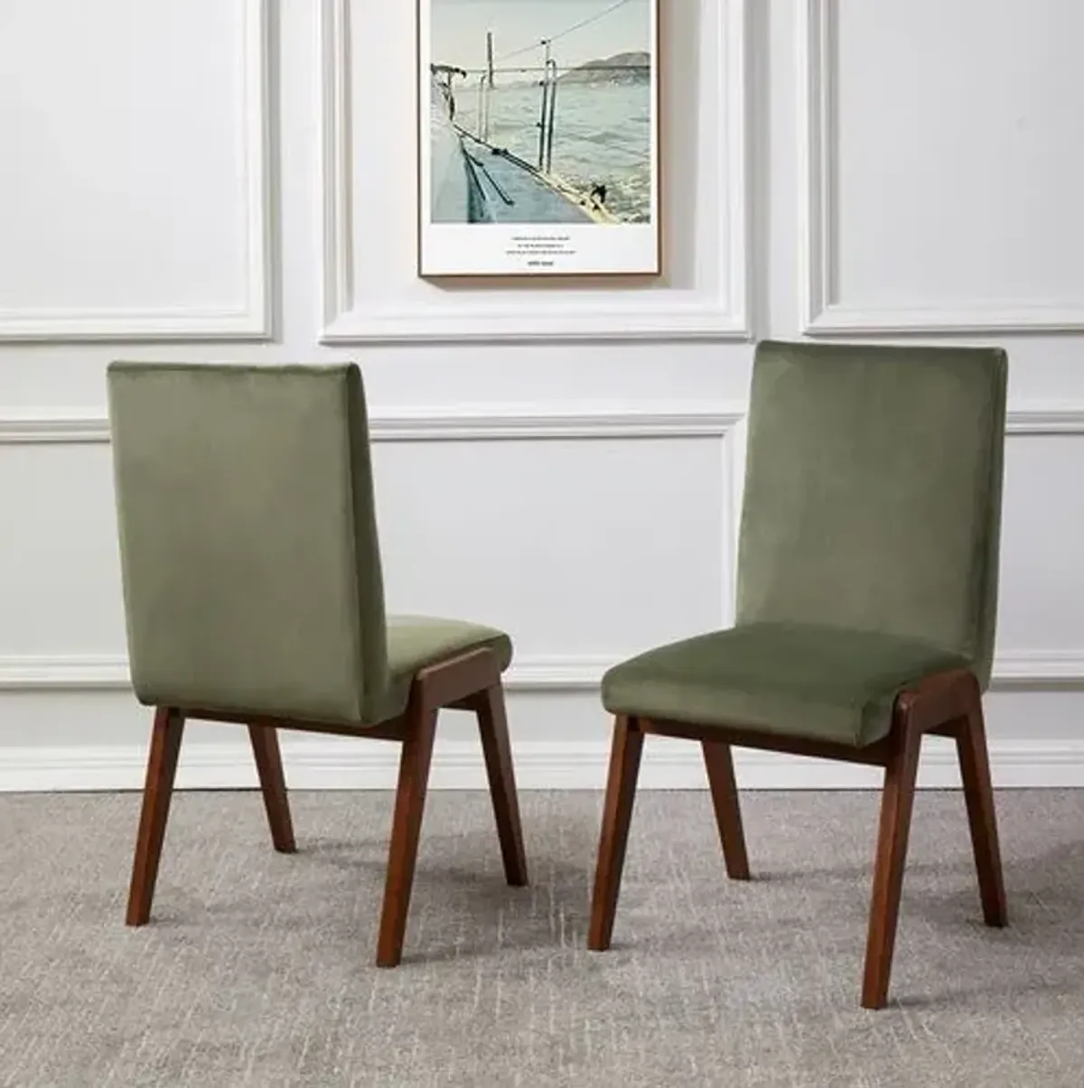 Forrest Dining Chair - Olive Green/Dark Walnut