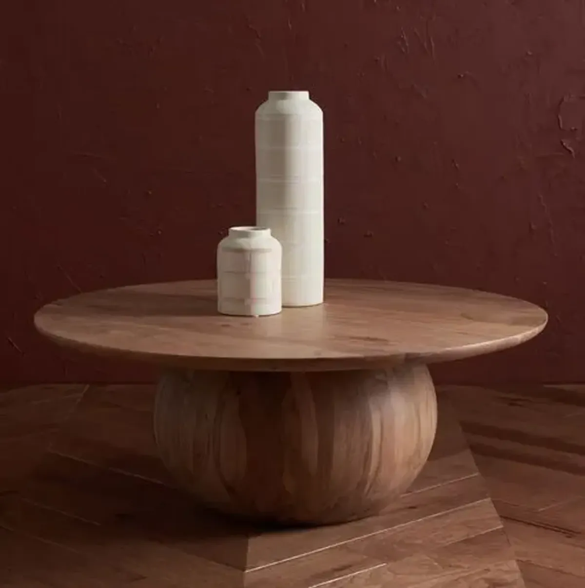 Gabribella Round Acacia Wood Coffee Table - Natural - Brown