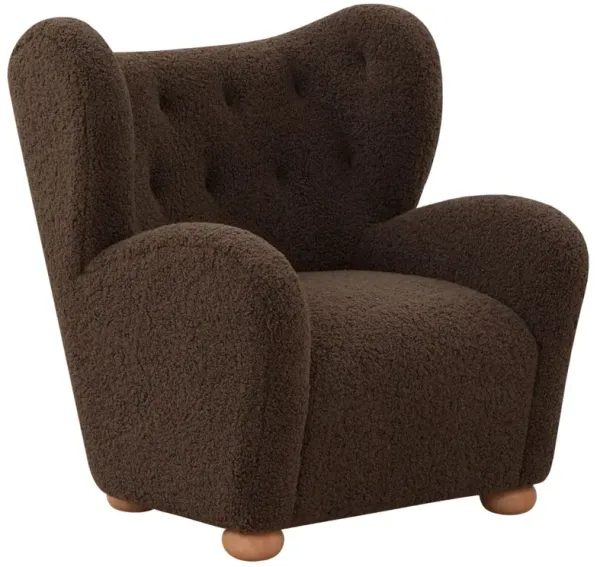 Kenzo Wingback Accent Chair, Dark Brown/Natural
