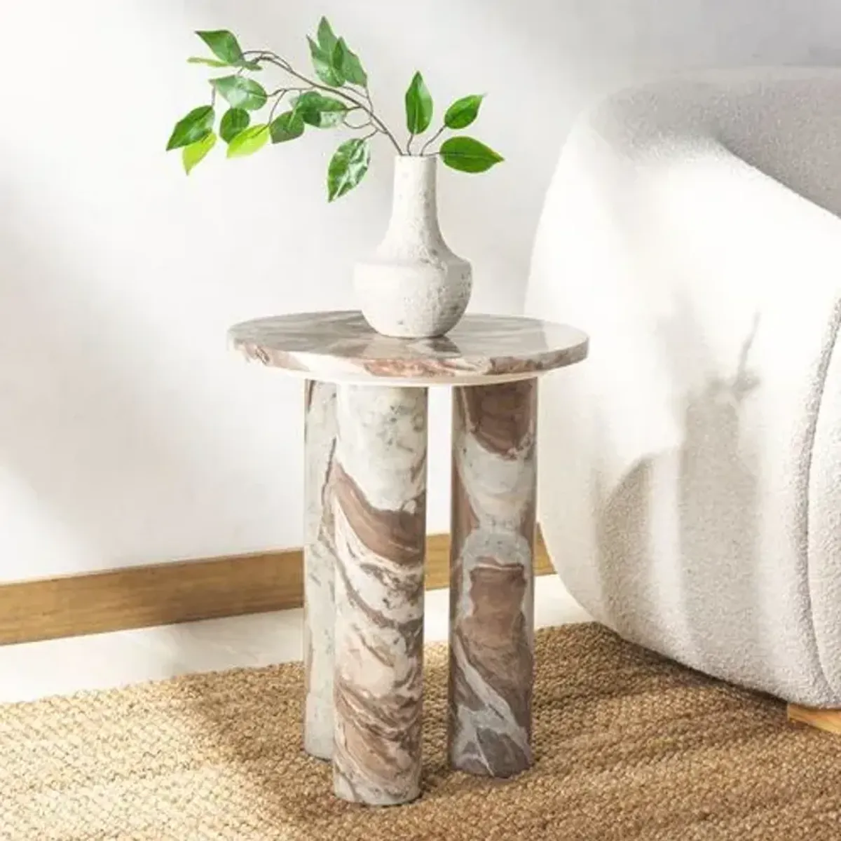 Nashan Marble Accent Table - Multi - 20Hx16Wx16D in