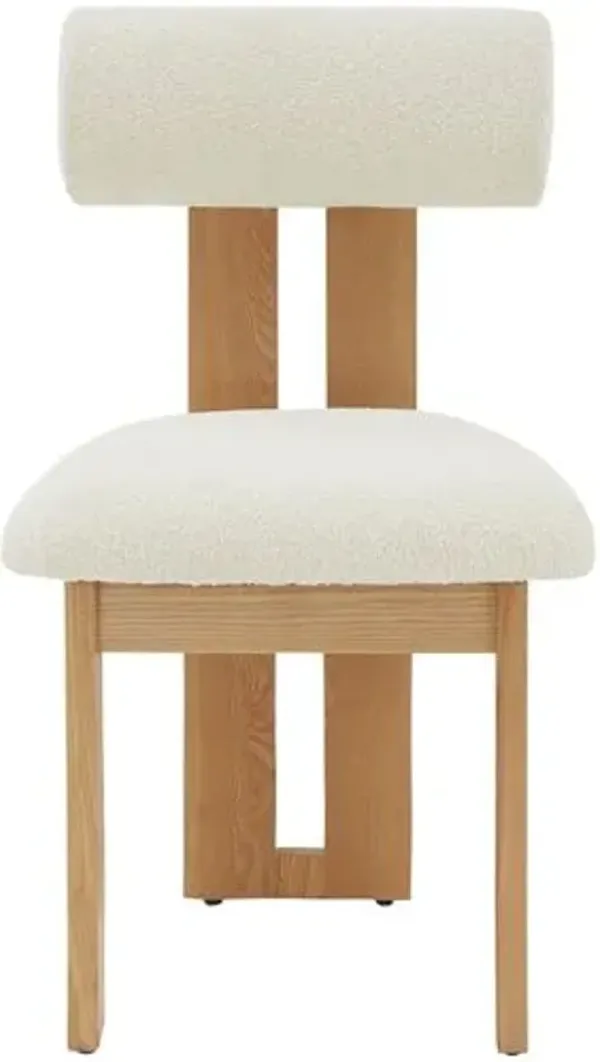 Quade Boucle Dining Chair - Ivory/Natural