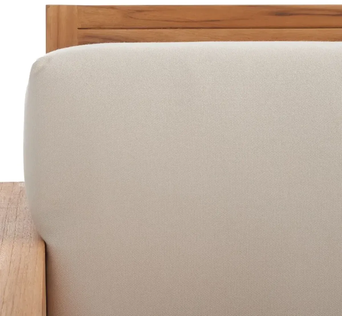 Huxley Teak 3-Seat Outdoor Sofa, Natural/White