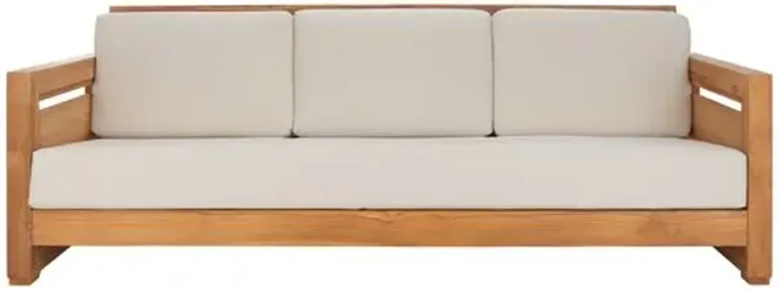 Huxley Teak 3-Seat Outdoor Sofa - Natural/White