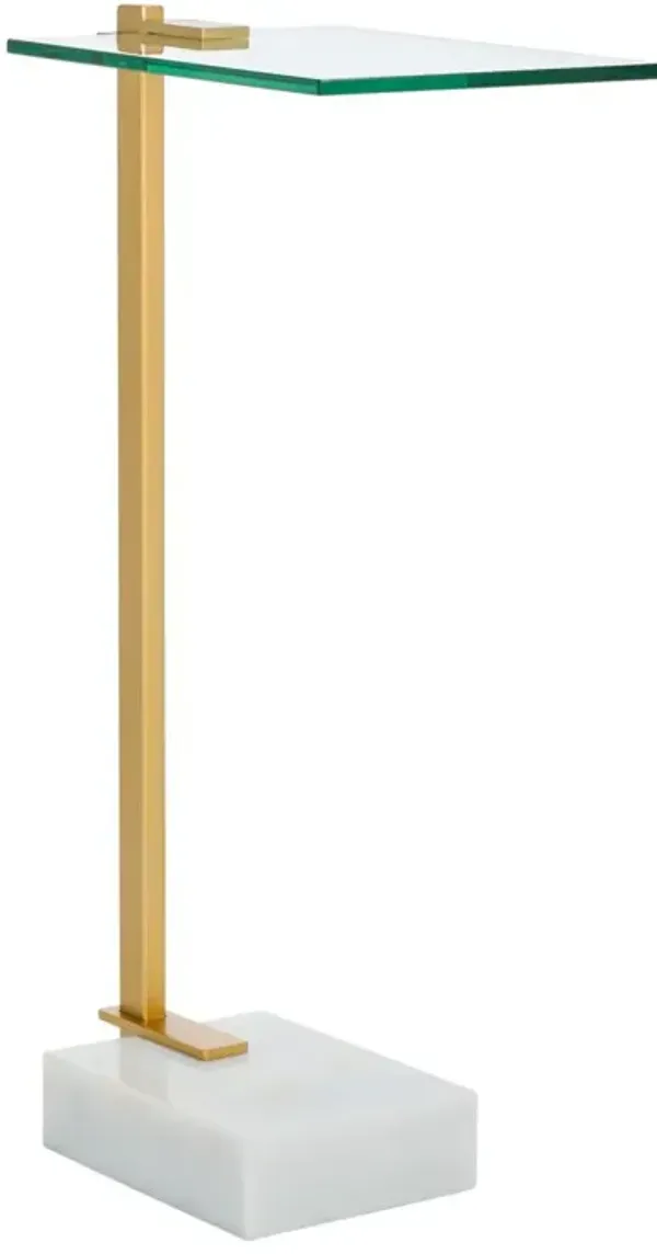 Yvan Marble Base Drink Table - White/Gold