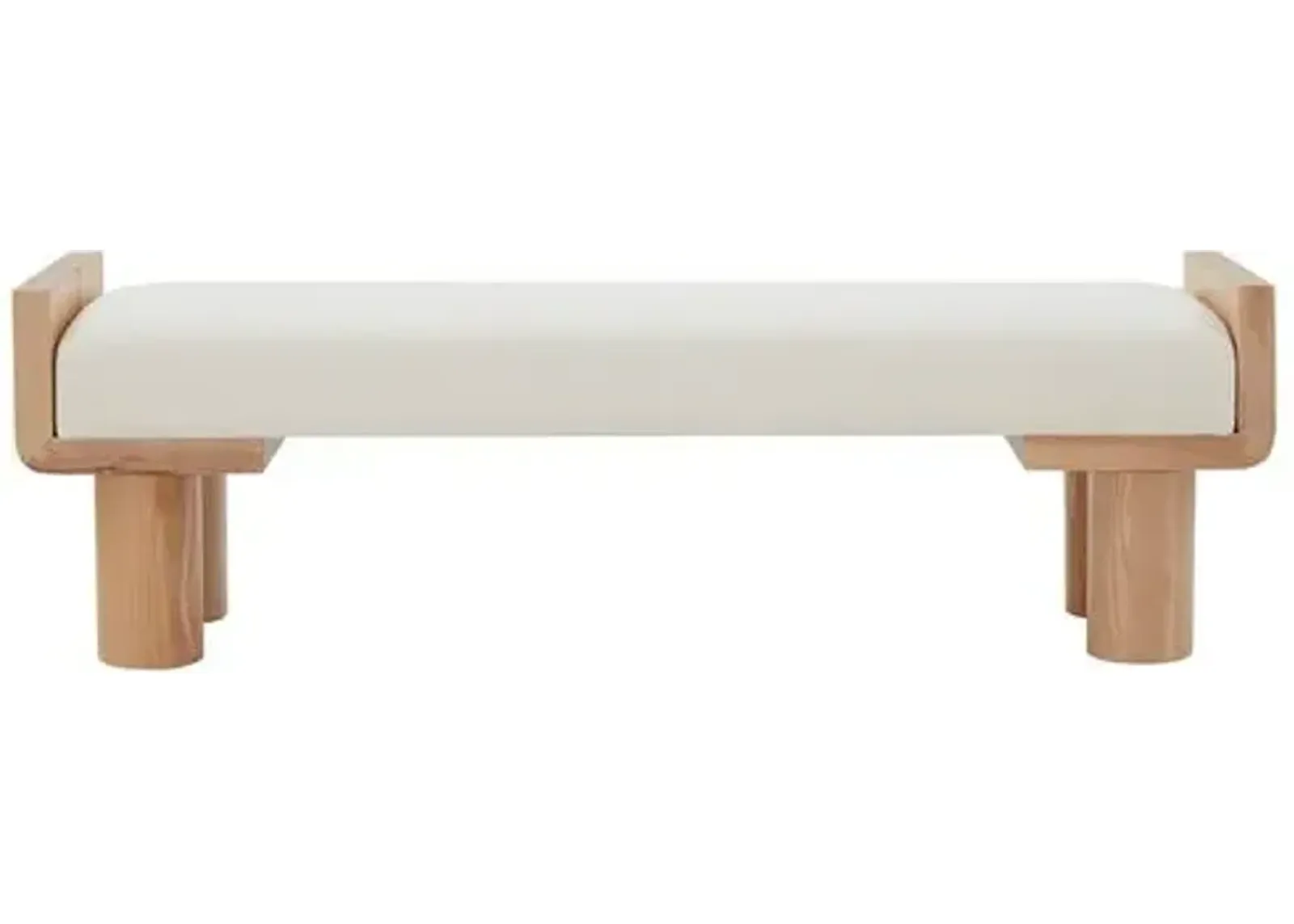 Yasmine Boucle And Wood Bench - Ivory