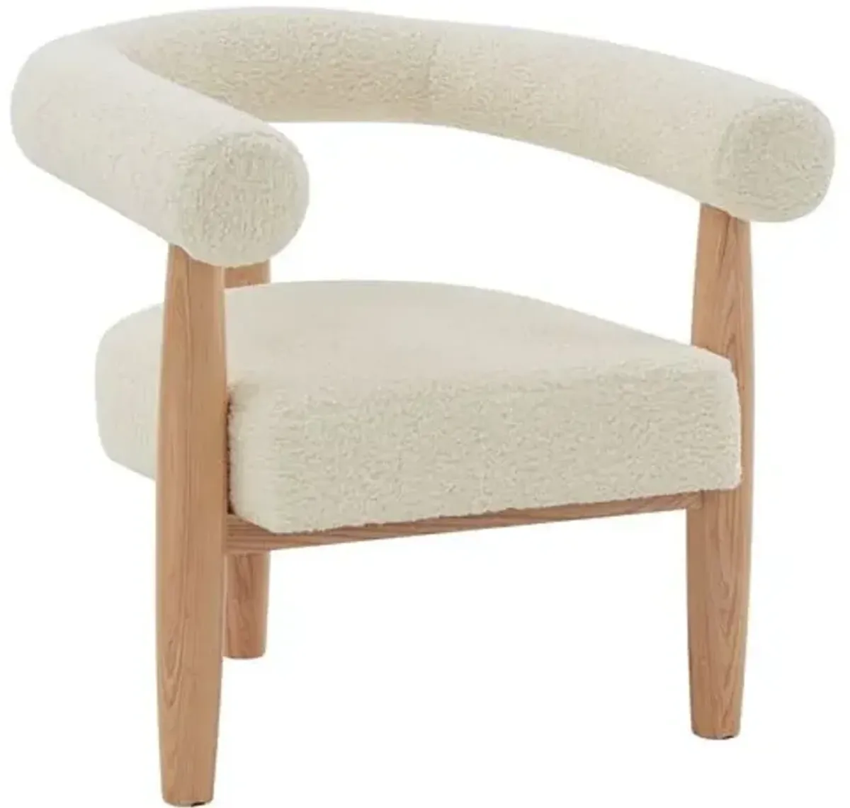 Zarae Curved Back Accent Chair - Ivory - Curved Back, Comfortable, Durable