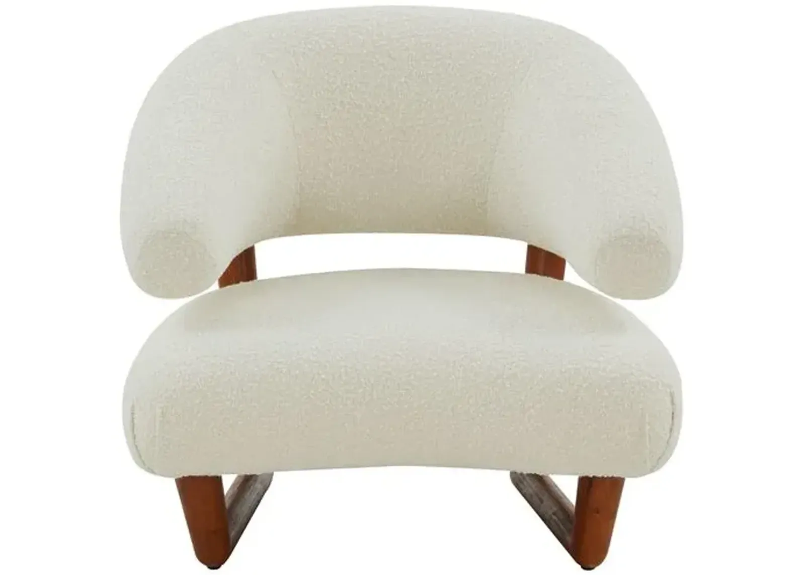 Alea Wooden Legs Accent Chair - Ivory/Brown, Comfortable, Durable