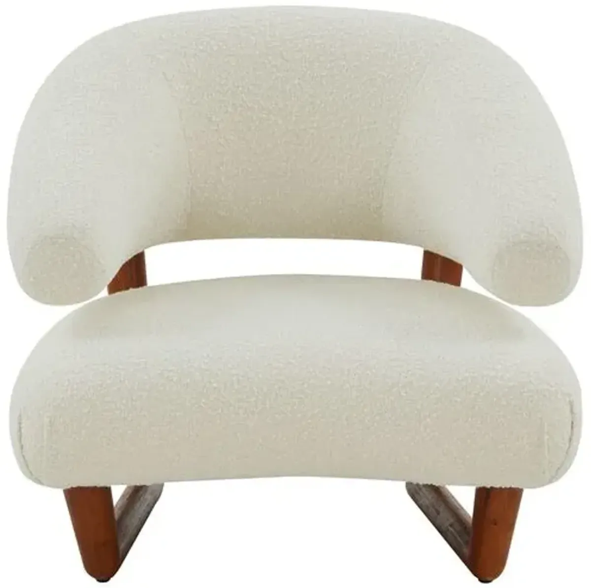 Alea Wooden Legs Accent Chair - Ivory/Brown, Comfortable, Durable