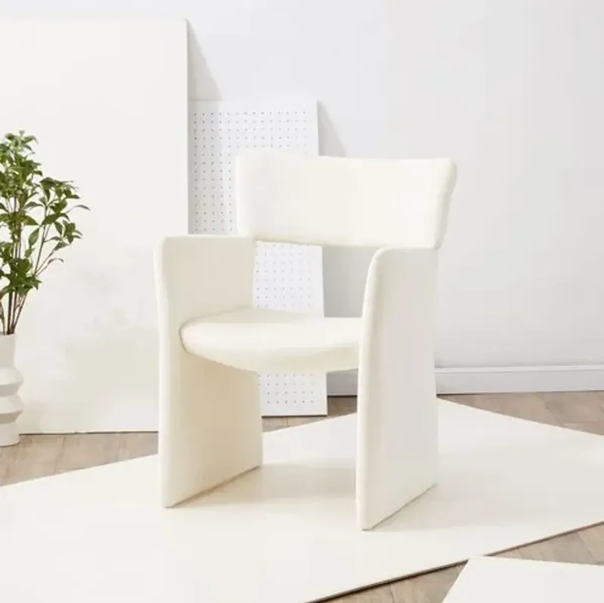 Briellen Velvet Dining Chair - White