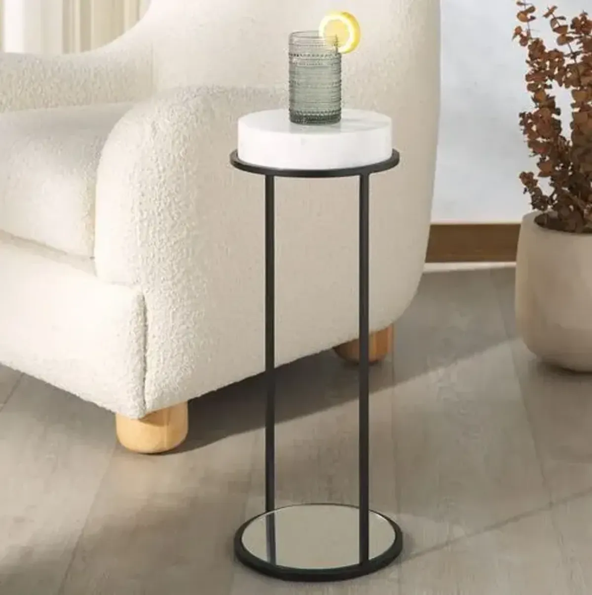 Felicity Marble Drink Table - Black/White - Multi