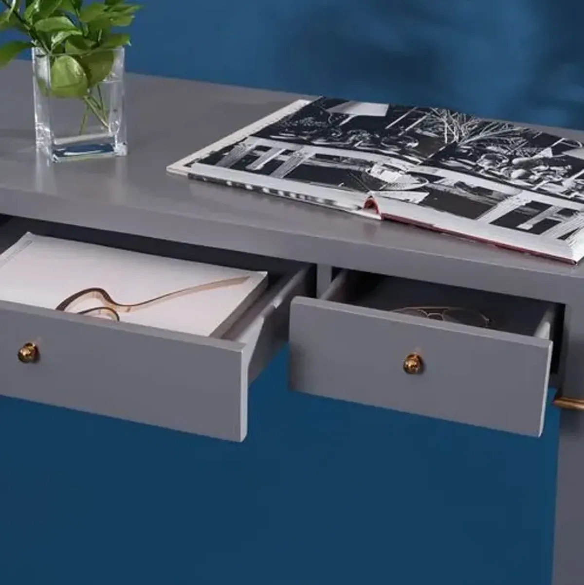 Halina Modern Desk - Grey - Gray