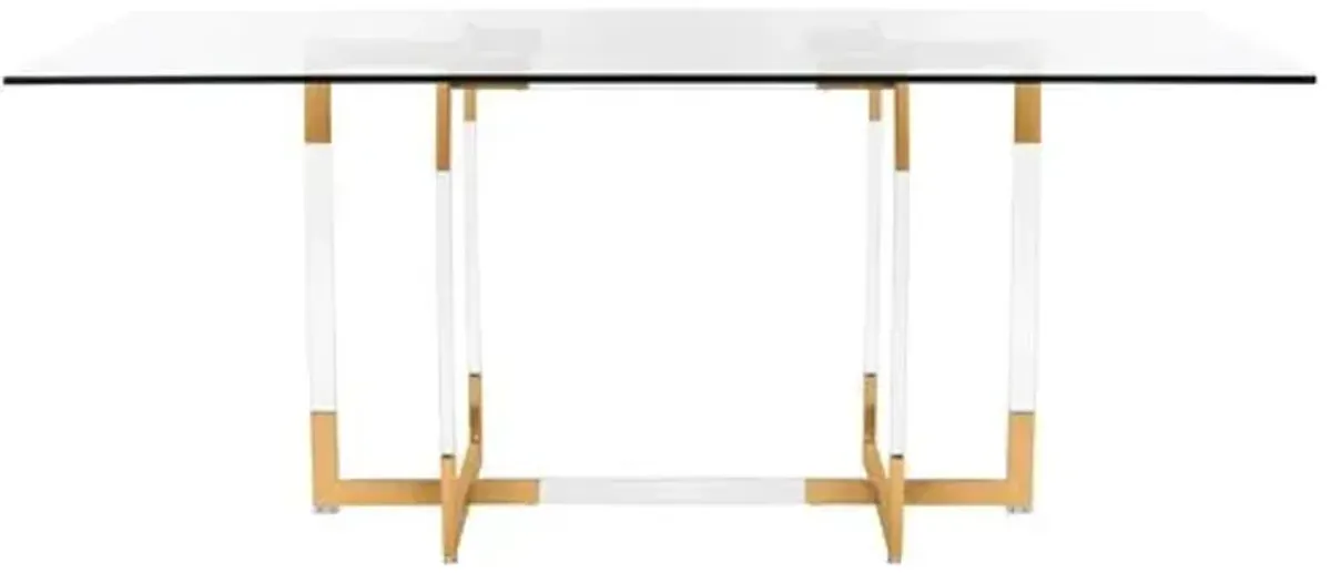 Jessia Acrylic Dining Table - Clear/Brass