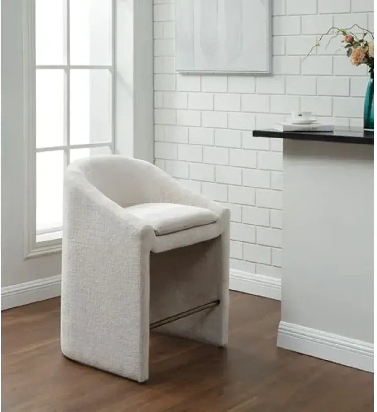 Lione Chenille Counter Stool - Creme