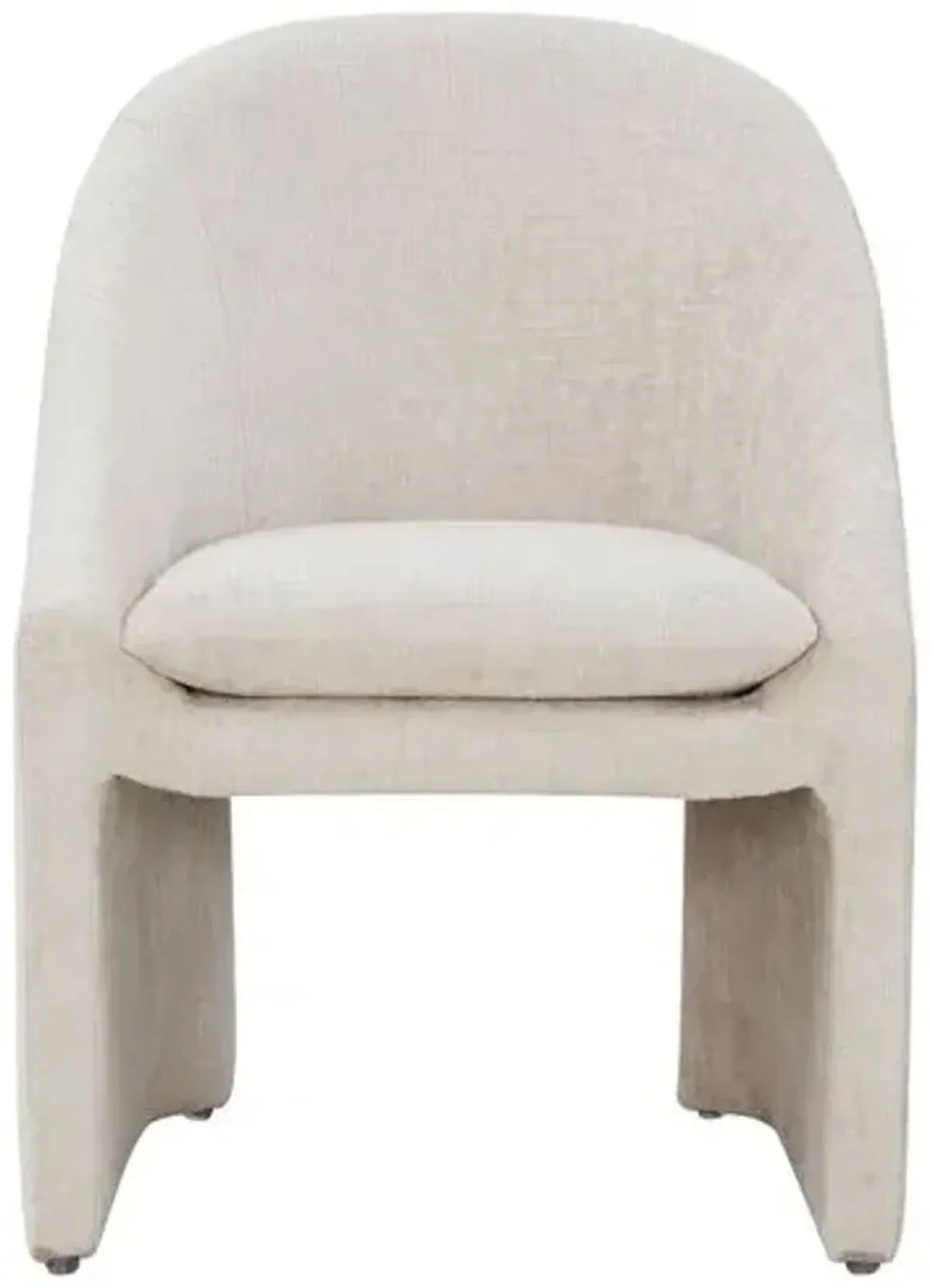 Lione Chenille Dining Chair - Creme - White