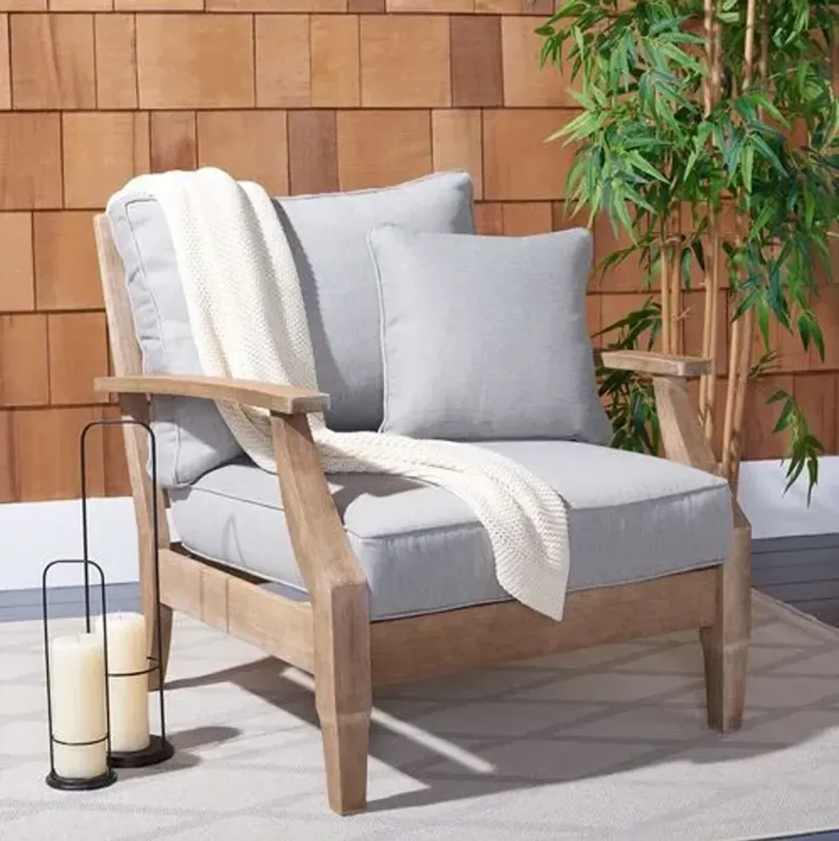 Kairo Wood Patio Armchair - Gray