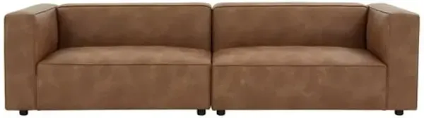 Nixie 2-Pc Modern Leather Sofa - Brown