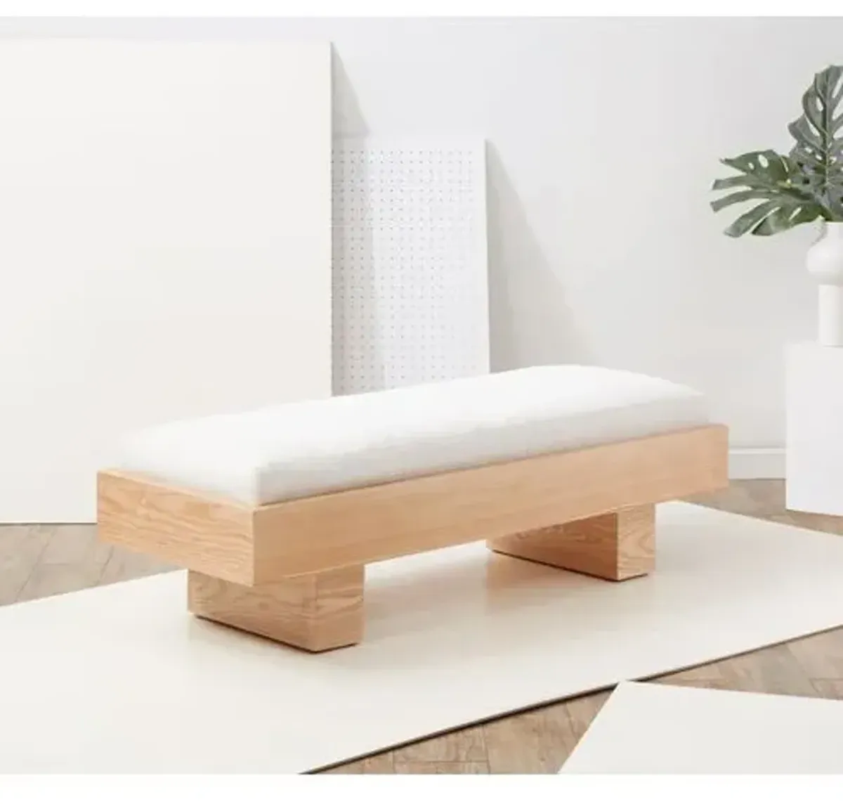 Kaelin Wood Bench - White/Natural