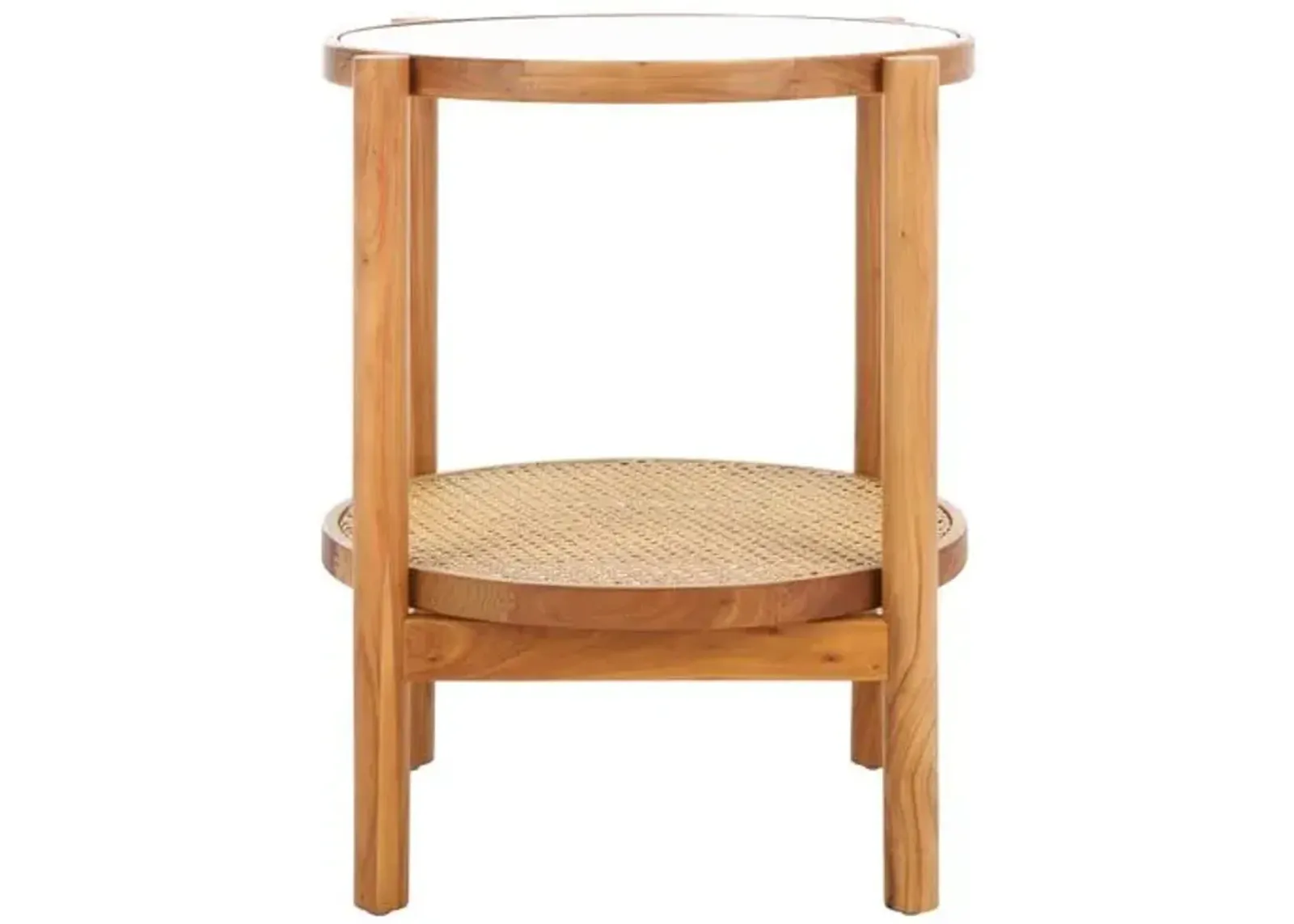 Petal Rattan & Glass Accent Table - Clear/Natural - 24Hx22.5Wx22.5D in