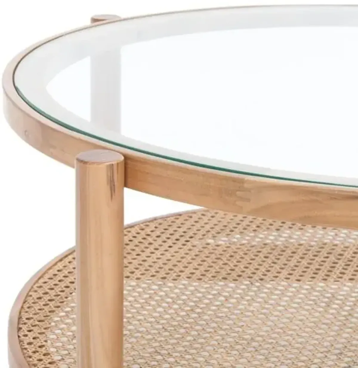 Petal Rattan & Glass Coffee Table - Clear/Natural