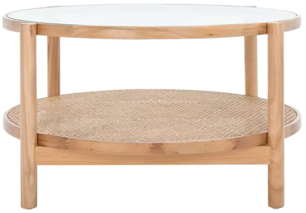 Petal Rattan & Glass Coffee Table, Clear/Natural