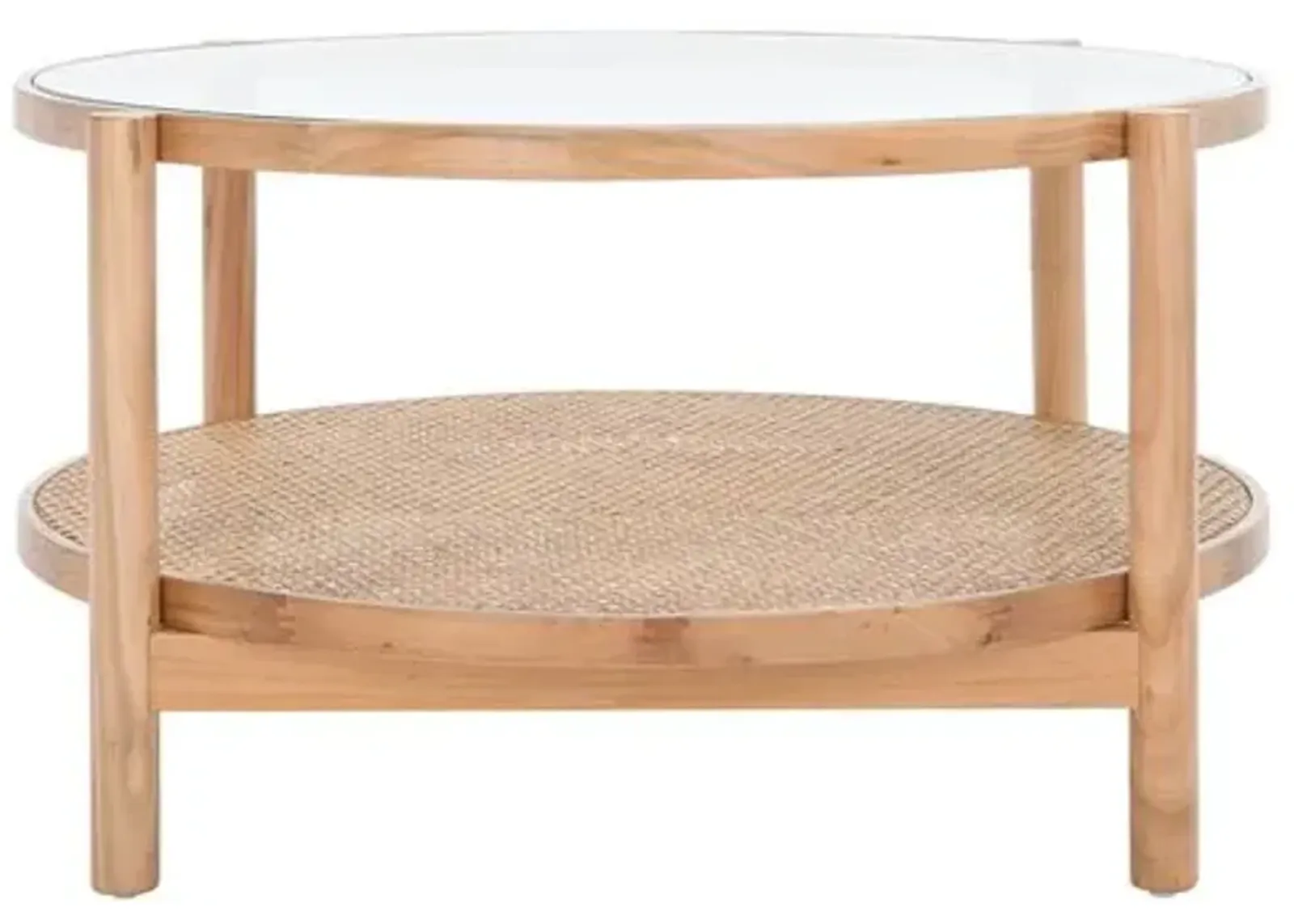 Petal Rattan & Glass Coffee Table - Clear/Natural