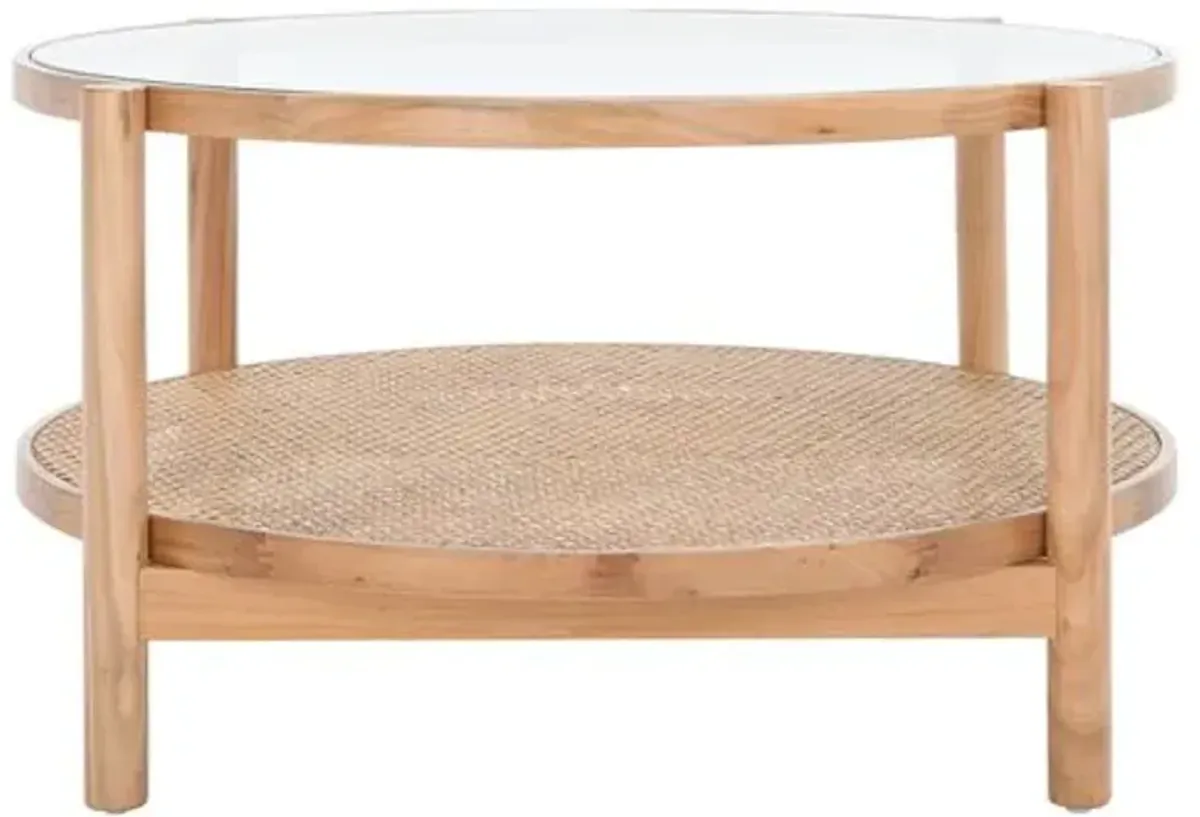 Petal Rattan & Glass Coffee Table - Clear/Natural