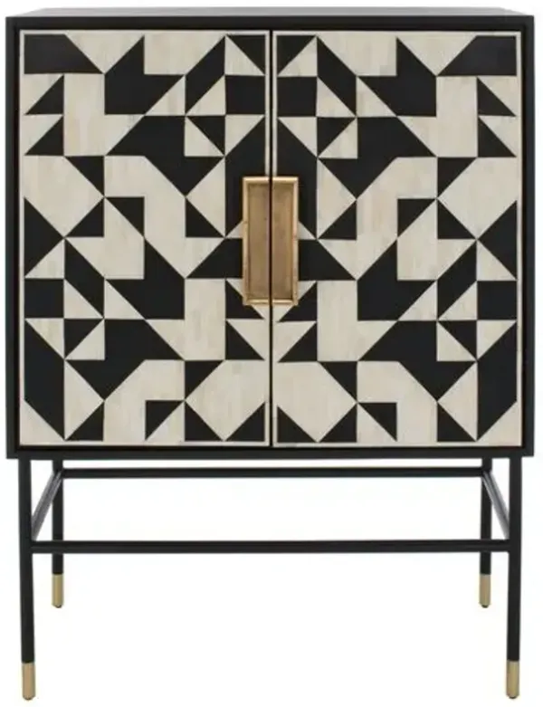 Tavia 3-Shelf Bar Cabinet - Black/White
